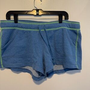 Aerie Sleepwear Loungewear Blue and Green Terry Pajama Shorts Size Large